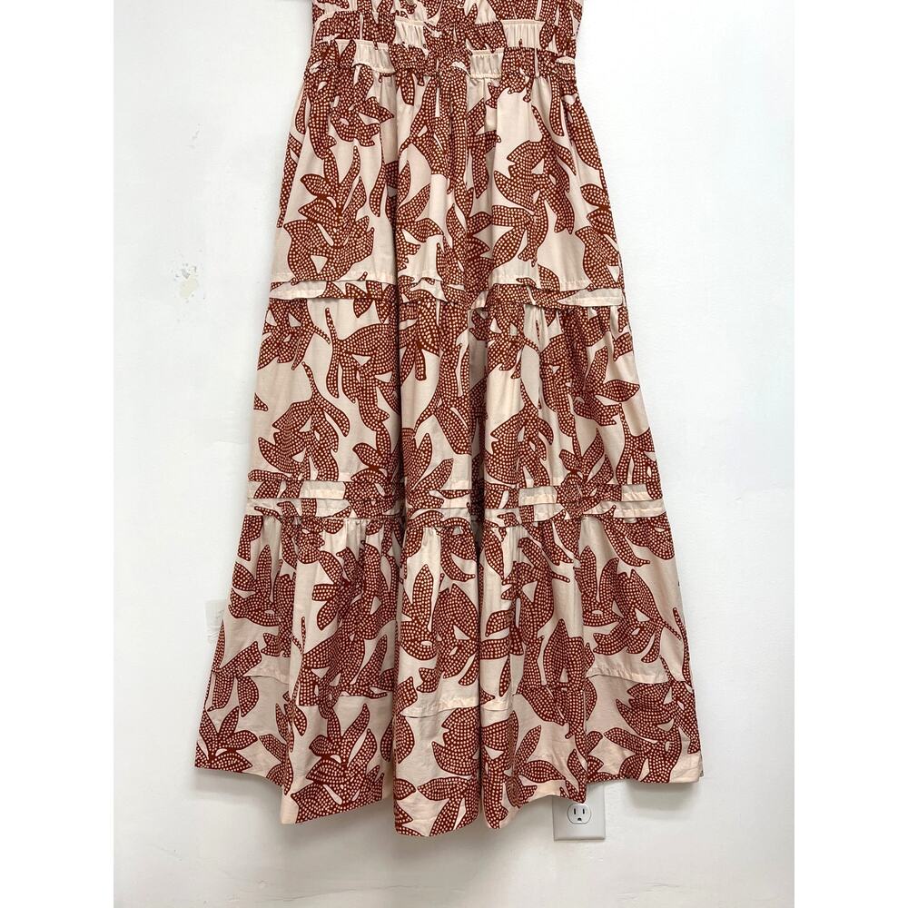 Anthropologie The Somerset Tiered Maxi Dress V-Neck Neutral Dotted Floral - Med - Picture 7 of 11